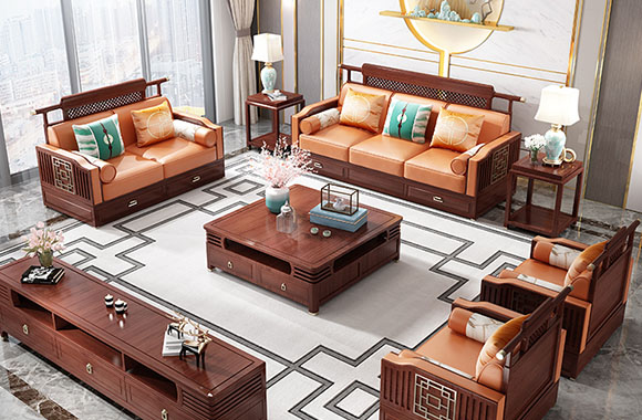 客厅定制一套实木沙发耐用端庄大气