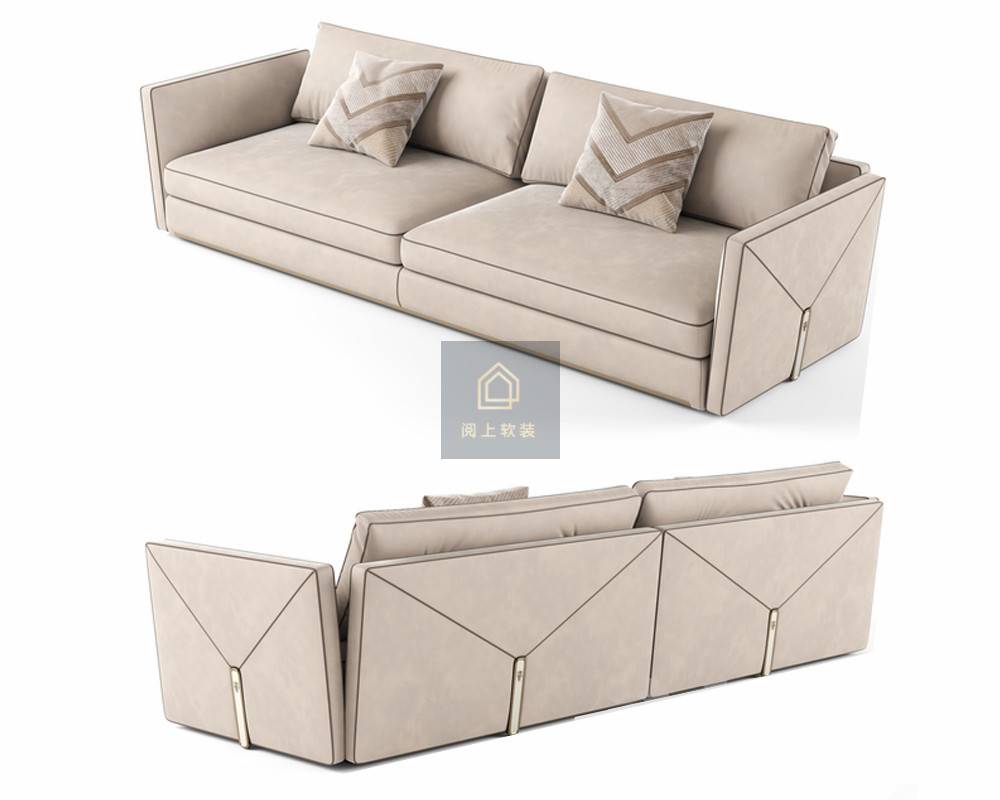 YS意式轻奢客厅-VIS-A三人沙发多角度
